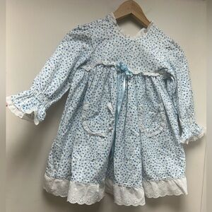 Blue Floral Handmade Girls Dress Sz 4/5